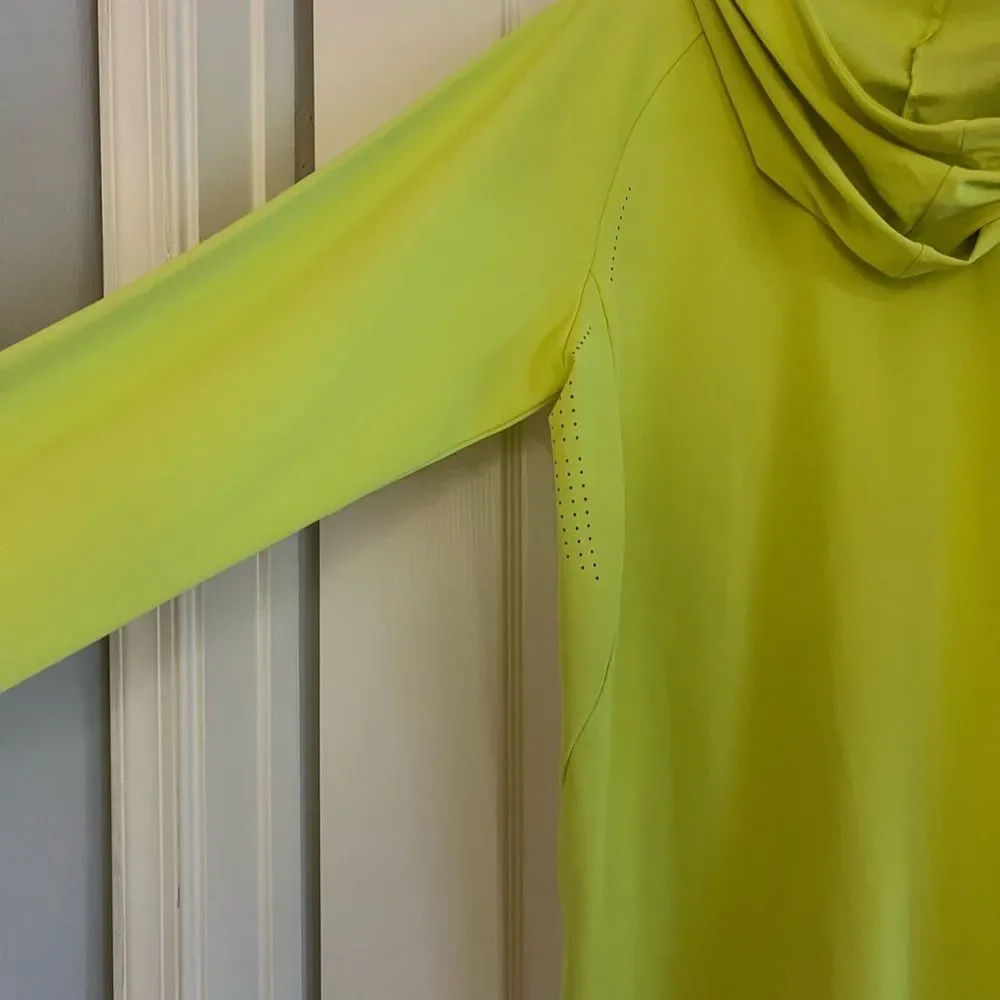 Bertigo performance men’s active wear neon yellow Hoodie full zip jacket shirt L